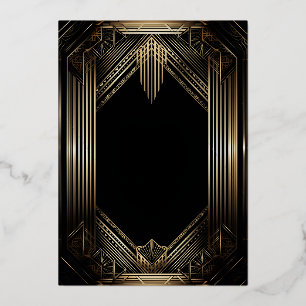 Elegante Schwarz und Gold Folieneinladung