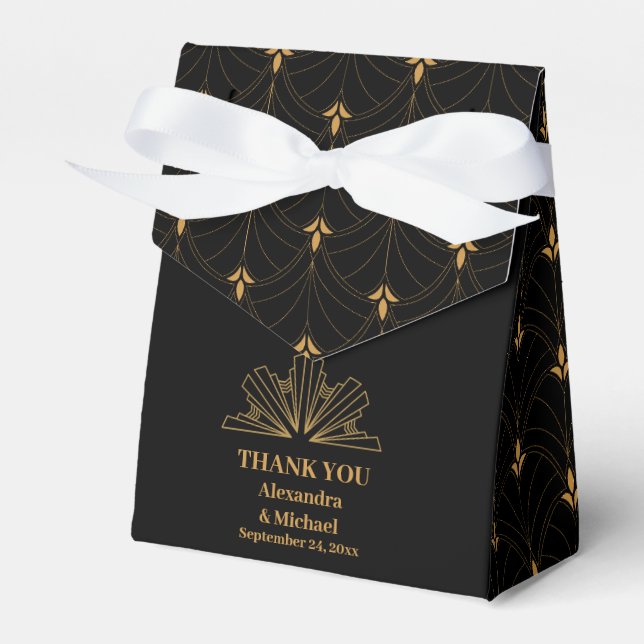 Elegante Schwarz und Gold Geschenkschachtel (Vorderseite)