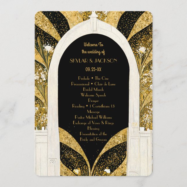 Elegante Schwarz und Gold Kunst, Dichtung und Musi Programm (Vorderseite)