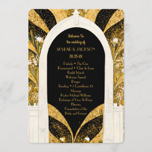 Elegante Schwarz und Gold Kunst, Dichtung und Musi Programm