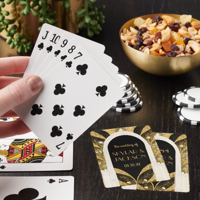 Elegante Schwarz und Gold Kunst, Dichtung und Musi Spielkarten (In Situ)