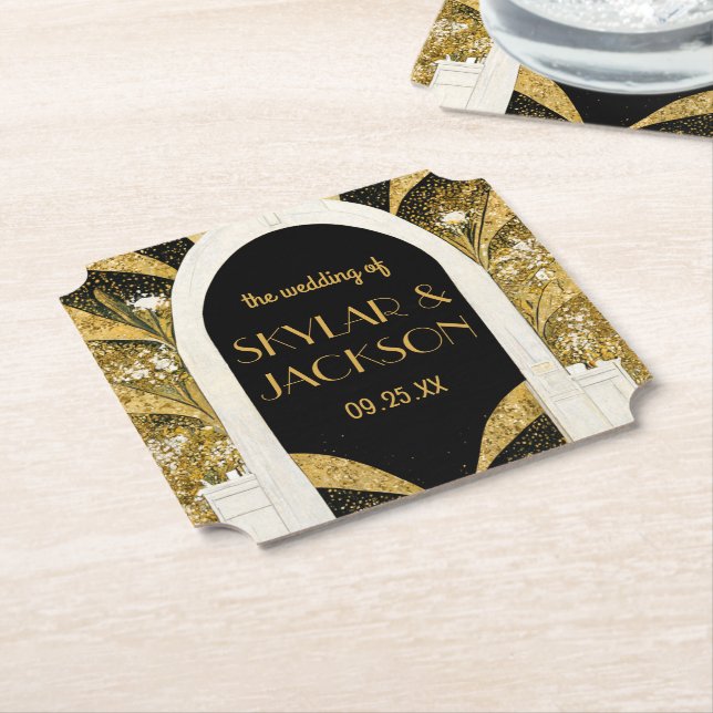 Elegante Schwarz und Gold Kunst, Dichtung und Musi Untersetzer (angewinkelt)