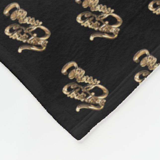 Elegante Schwarz und Gold Script Frohe Weihnachten Fleecedecke (Ecke)