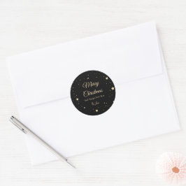Elegante Schwarz und Gold Starry Night Weihnachten Runder Aufkleber