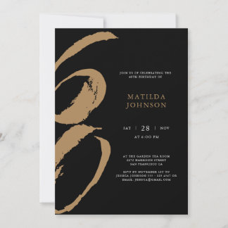 Elegante Schwarz und Gold Typografie 60. Geburtsta Einladung
