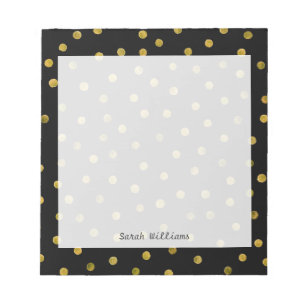 Elegante Schwarz-und Goldfolieconfetti-Punkte Notizblock