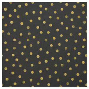 Elegante Schwarz-und Goldfolieconfetti-Punkte Stoff