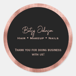 Elegante Schwarz und Rose Gold Foil Danke Sticker