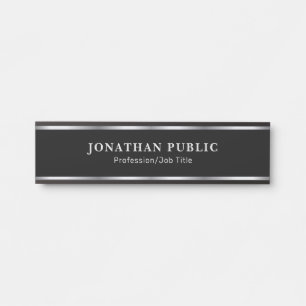 Elegante Schwarz- und Silbervorlage Home Office Sc Türschild