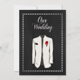 Elegante Schwarz und Silver Gay Wedding Einladung