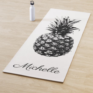 Elegante Schwarz-Weiß Ananas Custom Yogamatte