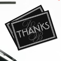 Elegante Schwarz-Weiß-Art-Deco-Monogramm-Dankeschö