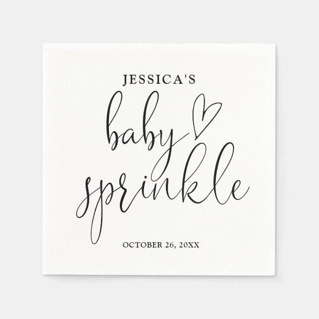 Elegante Schwarz-Weiß-Baby Sprinkle-Dusche Serviette (Vorderseite)