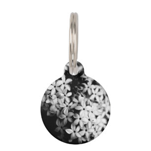 Elegante Schwarz-Weiß-Blumenfoto Haustiermarke