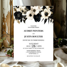 Elegante Schwarz-Weiß-Blütenhochzeit