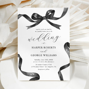 Elegante Schwarz-Weiß-Bogen-Hochzeit Einladung