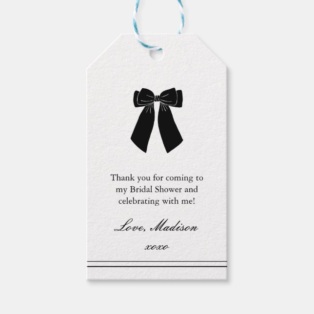 Elegante Schwarz-Weiß-Brautparty-Liebesmarken Geschenkanhänger (Vorderseite)
