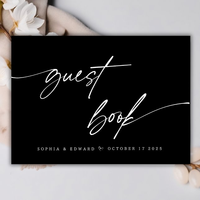 Elegante Schwarz-Weiß-Chic-Hochzeit Gästebuch (Von Creator hochgeladen)