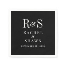 Elegante Schwarz-Weiß-Chic Moderne Monogram-Hochze