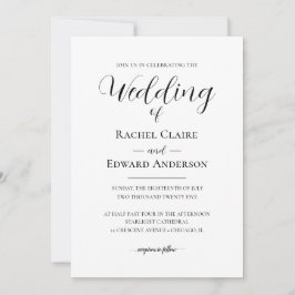 Elegante Schwarz & Weiß Classic Hochzeit Einladung