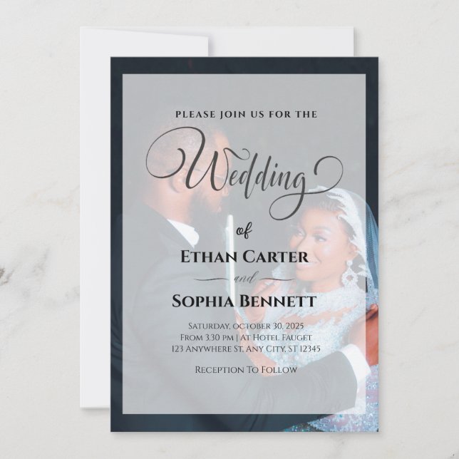 Elegante Schwarz-Weiß-Einladung Einladung (Vorderseite)