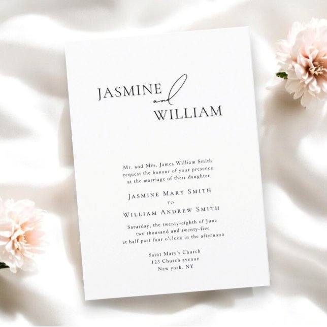 Elegante Schwarz-Weiß-Einladung Moderne Hochzeit Einladung (modern traditional wedding invitation by willows weddings )