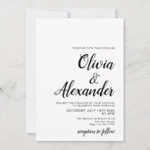 Elegante Schwarz-Weiß-Einladung zur Hochzeit