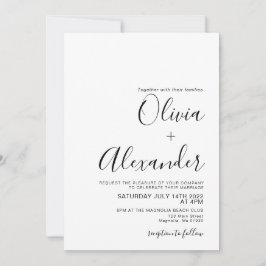 Elegante Schwarz-Weiß-Einladung zur Hochzeit Einladung