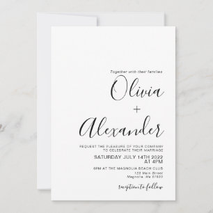 Elegante Schwarz-Weiß-Einladung zur Hochzeit Einladung