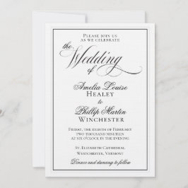 Elegante Schwarz-Weiß-Einladung zur Hochzeit Einladung