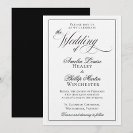 Elegante Schwarz-Weiß-Einladung zur Hochzeit Einladung