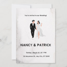 Elegante Schwarz-Weiß-Einladung zur Hochzeit Einladung