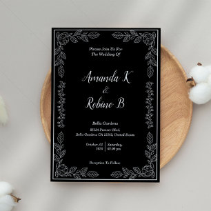 Elegante Schwarz-Weiß-Einladung zur Hochzeit Einladung