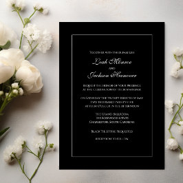 Elegante Schwarz-Weiß-Einladung zur Hochzeit Einladung