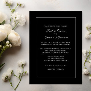 Elegante Schwarz-Weiß-Einladung zur Hochzeit Einladung