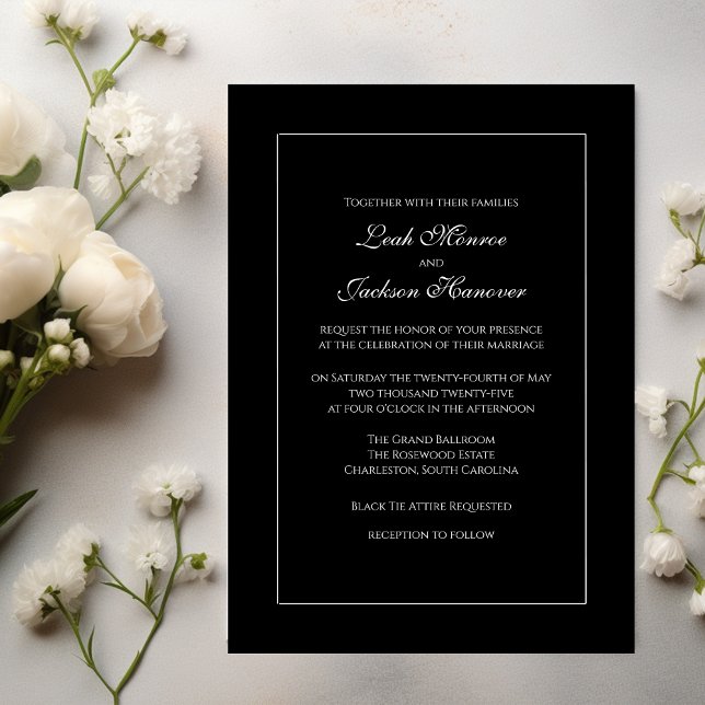 Elegante Schwarz-Weiß-Einladung zur Hochzeit Einladung (Von Creator hochgeladen)