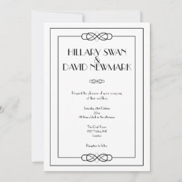 Elegante Schwarz-Weiß-Einladung zur Hochzeit Einladung
