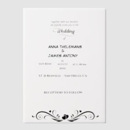 Elegante Schwarz-Weiß-Einladung zur Hochzeit mit C