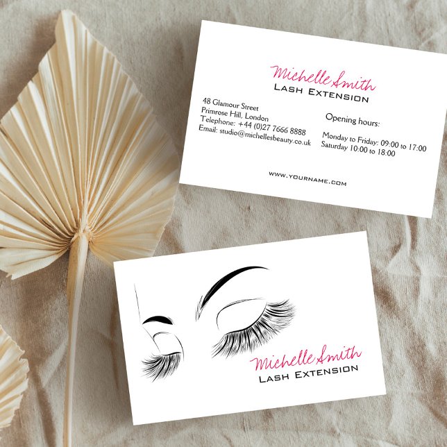Elegante Schwarz-Weiß-Eyelashes Lash-Bar Zeichnend Visitenkarte (Von Creator hochgeladen)
