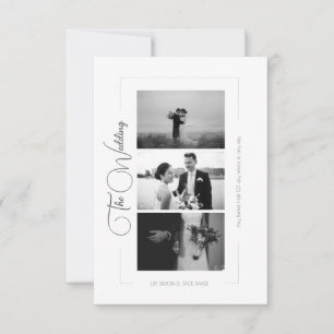 Elegante Schwarz-Weiß-Fotocollage RSVP Karte