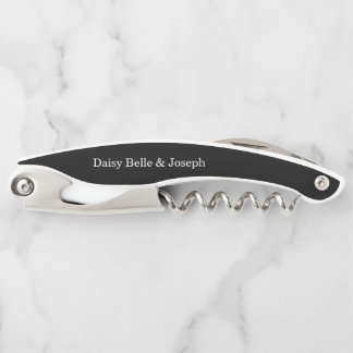 Elegante Schwarz-Weiß-Gastgeschenk Hochzeit Kellnermesser