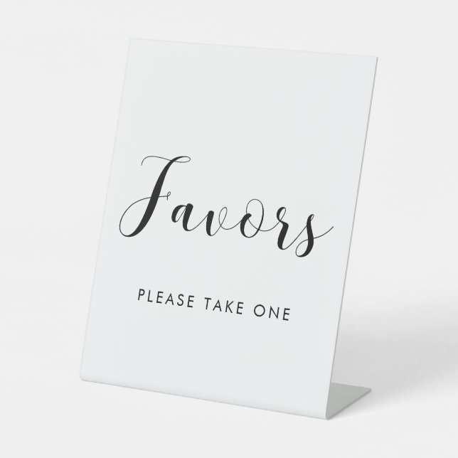 Elegante Schwarz-Weiß-Gastgeschenke Hochzeiten Sockelschild (Vorderseite)
