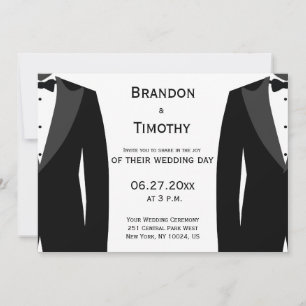 Elegante Schwarz-Weiß-Gay-Hochzeit-Einladungen Einladung