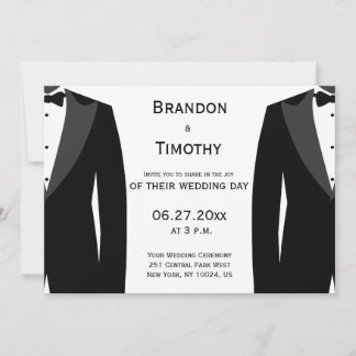 Elegante Schwarz-Weiß-Gay-Hochzeit-Einladungen Einladung