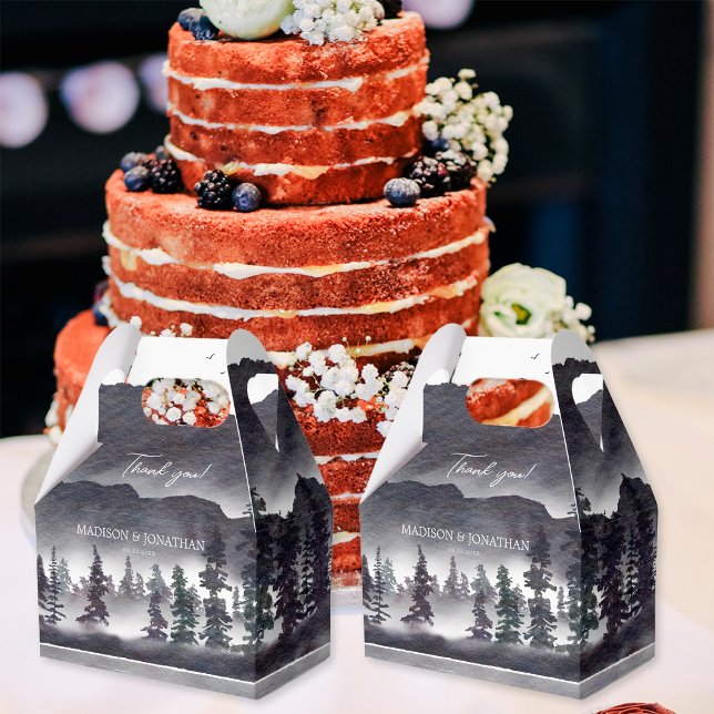Elegante Schwarz-Weiß-Gebirge-Hochzeit Geschenkschachtel (Von Creator hochgeladen)