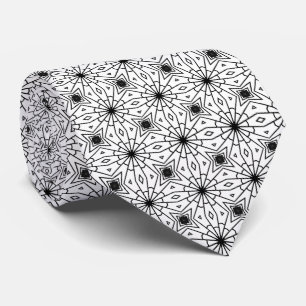 Elegante Schwarz-Weiß-Geometrie-Stern-Muster Krawa Krawatte