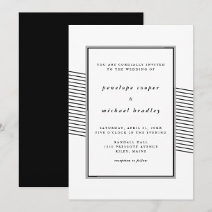 Elegante Schwarz-Weiß-Gestreifte Hochzeit Einladung