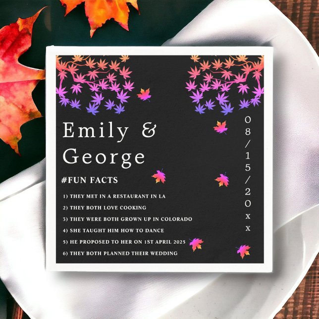 Elegante Schwarz-Weiß-glänzende Blätter Hochzeit i Serviette (Von Creator hochgeladen)