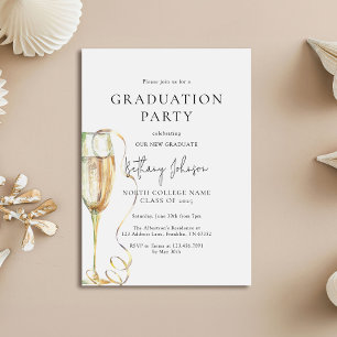 Elegante Schwarz-weiß Graduation Party Einladung