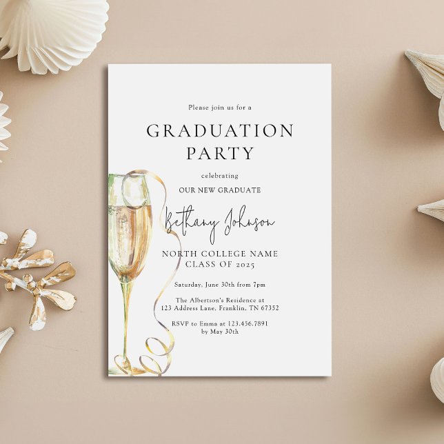 Elegante Schwarz-weiß Graduation Party Einladung (Von Creator hochgeladen)